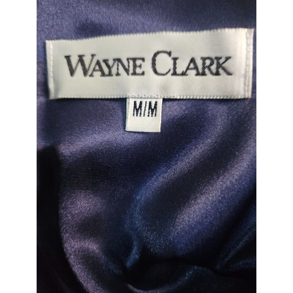 Wayne Clark Vintage Navy Blue Chiffon Dress Sz M Layered Sheer LIned Scarf Flowy - Picture 10 of 10